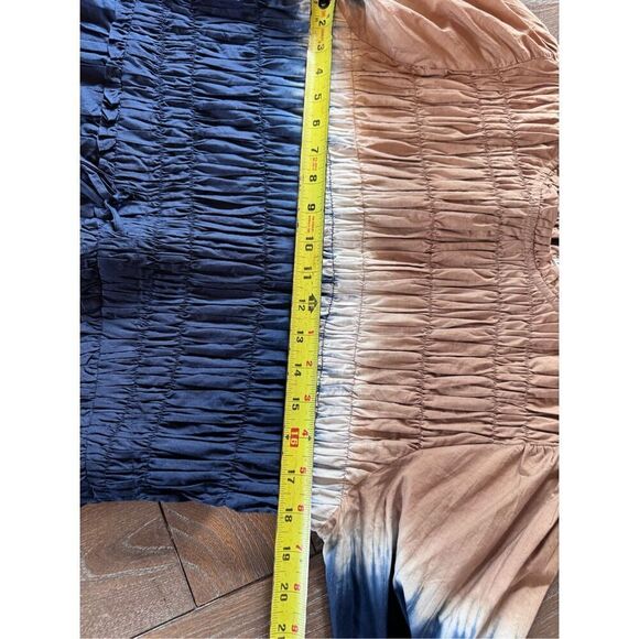 Apiece Apart Aldea Smocked Mini Dress Dipped Shibori Organic Cotton Size Medium - Picture 11 of 12